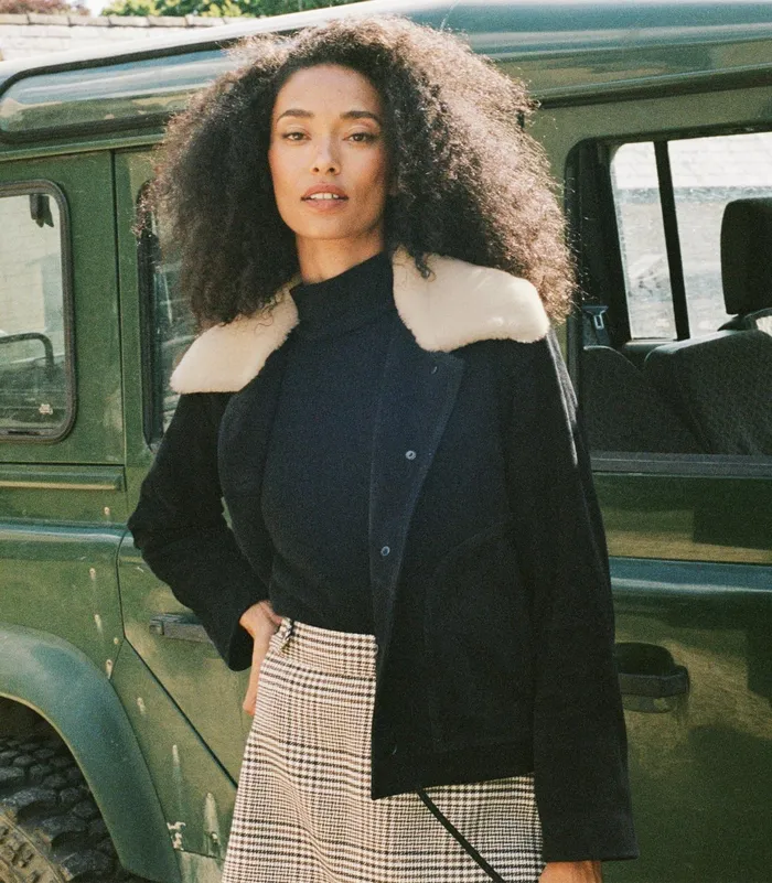DEN Turner Suede Jacket Black Women Coats and Jackets DEN Turner Suede Jacket Black Women Coats and Jackets