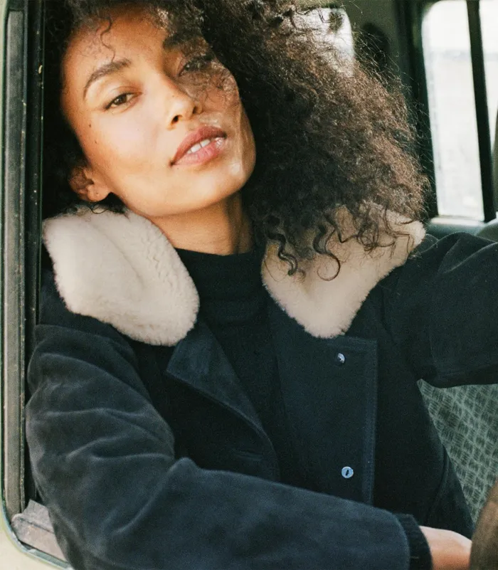 DEN Turner Suede Jacket Black Women Coats and Jackets DEN Turner Suede Jacket Black Women Coats and Jackets