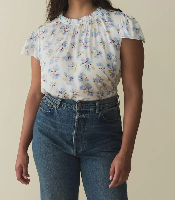 DEN Yvie Top Bleu Frolicking Floral Women Tops DEN Yvie Top Bleu Frolicking Floral Women Tops