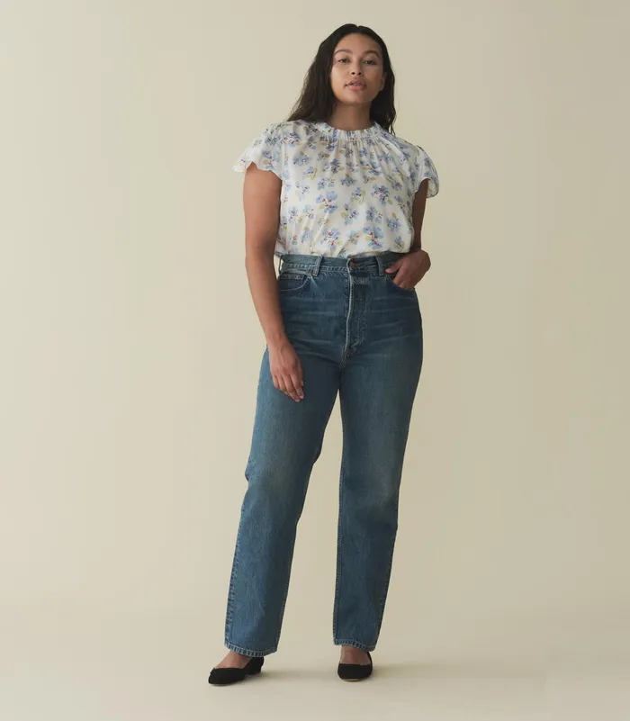 DEN Yvie Top Bleu Frolicking Floral Women Tops DEN Yvie Top Bleu Frolicking Floral Women Tops