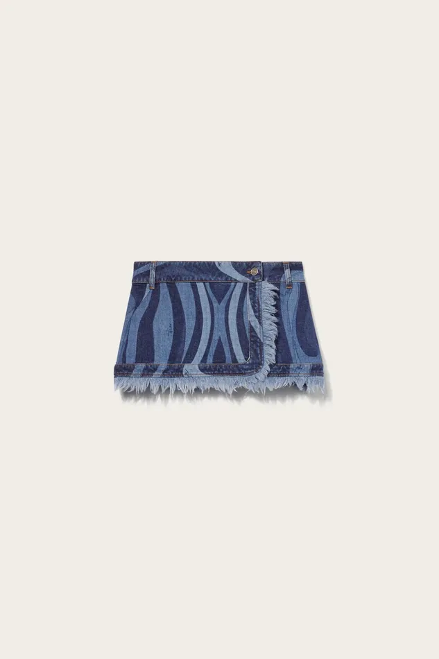 Denim Women PUCCI MarmoPrint Denim Mini Skirt