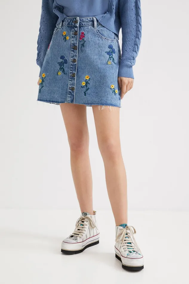 Desigual Floral Denim Miniskirt Women Skirts and Shorts