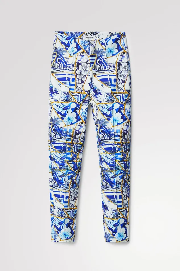 Desigual Stella Jean Printed Slim Trousers Women Pants and Leggings