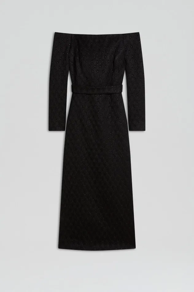Dresses Women FRENCH BROCADE DRESS BLACK Scanlan Theodore Dresses Women FRENCH BROCADE DRESS BLACK Scanlan Theodore