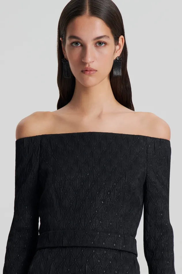 Dresses Women FRENCH BROCADE DRESS BLACK Scanlan Theodore Dresses Women FRENCH BROCADE DRESS BLACK Scanlan Theodore