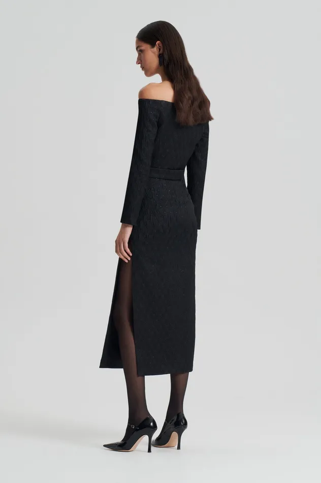 Dresses Women FRENCH BROCADE DRESS BLACK Scanlan Theodore Dresses Women FRENCH BROCADE DRESS BLACK Scanlan Theodore