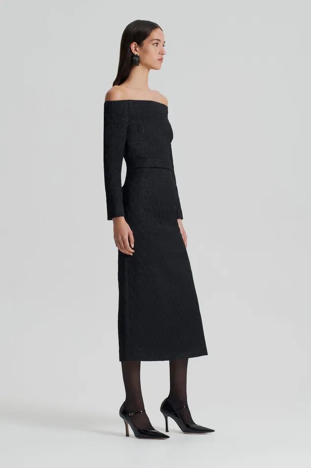 Dresses Women FRENCH BROCADE DRESS BLACK Scanlan Theodore Dresses Women FRENCH BROCADE DRESS BLACK Scanlan Theodore