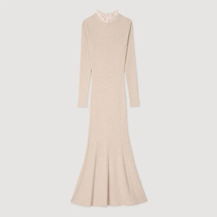 Dresses Women SANDRO Knit Maxi Dress Beige Dresses Women SANDRO Knit Maxi Dress Beige