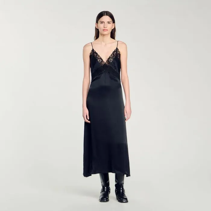 Dresses Women SANDRO Lace Maxi Dress Black