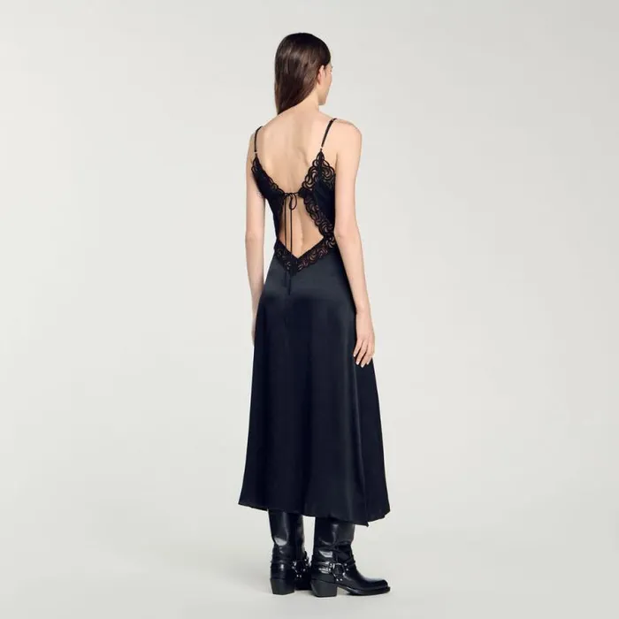 Dresses Women SANDRO Lace Maxi Dress Black