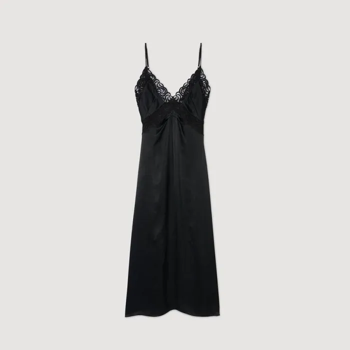 Dresses Women SANDRO Lace Maxi Dress Black