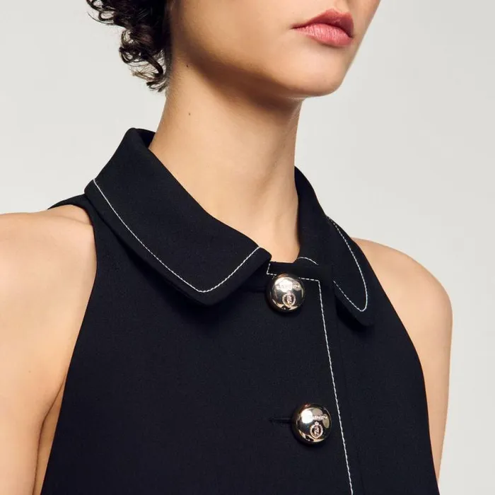 Dresses Women SANDRO Peter Pan Collar Short Dress Black