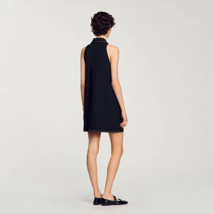 Dresses Women SANDRO Peter Pan Collar Short Dress Black