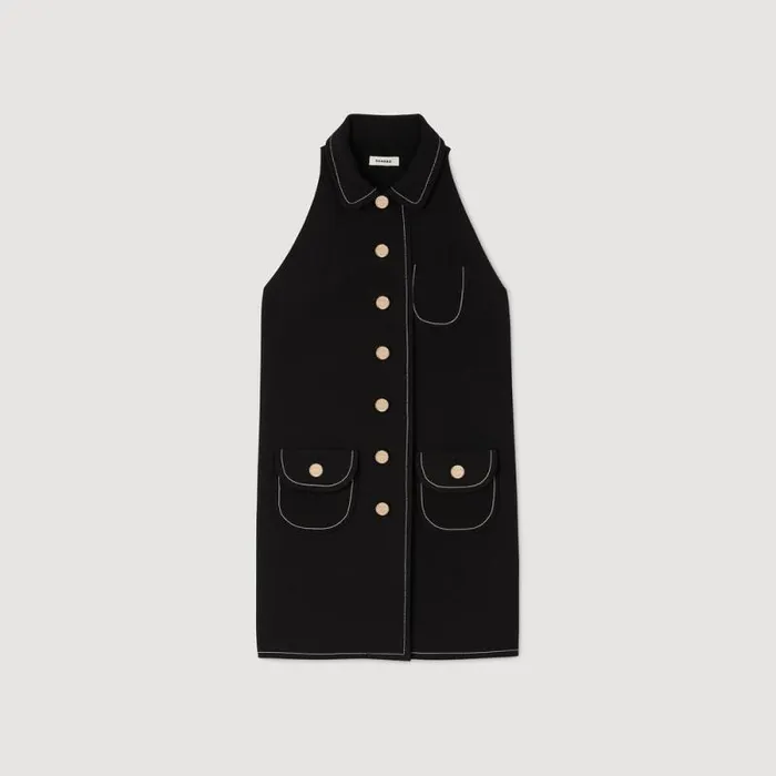 Dresses Women SANDRO Peter Pan Collar Short Dress Black
