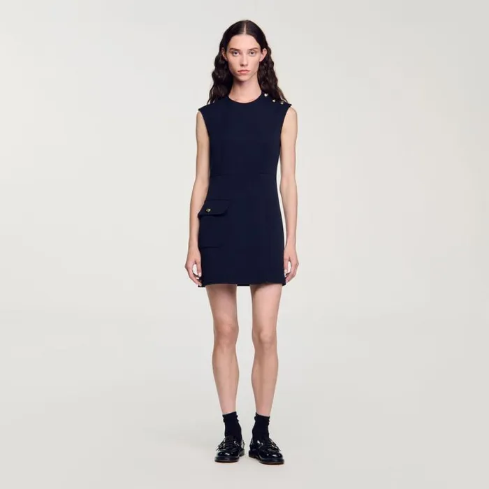 Dresses Women SANDRO Short Dress With Buttons Navy Blue