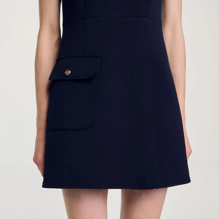Dresses Women SANDRO Short Dress With Buttons Navy Blue