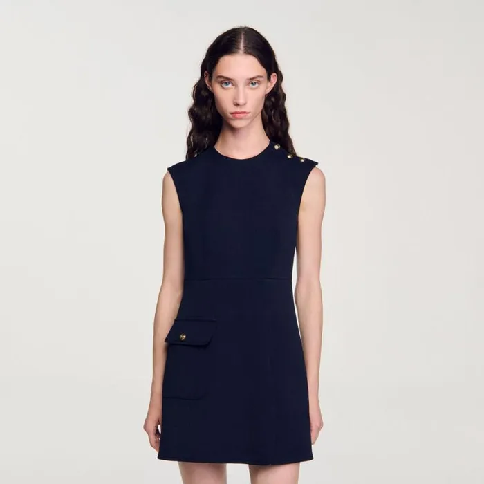 Dresses Women SANDRO Short Dress With Buttons Navy Blue