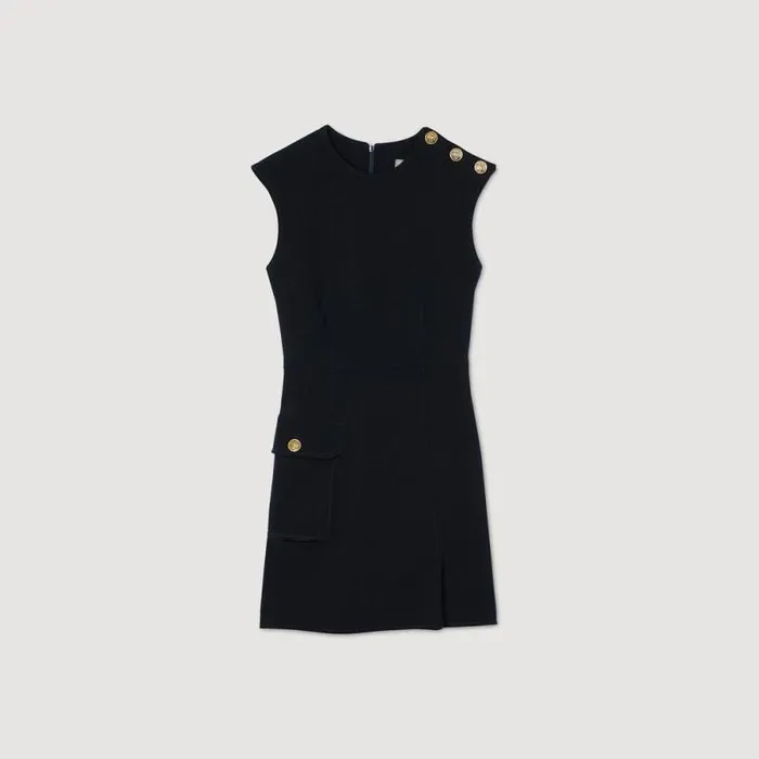 Dresses Women SANDRO Short Dress With Buttons Navy Blue