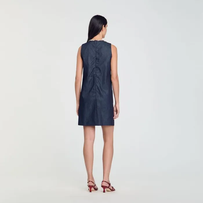 Dresses Women SANDRO Short Rhinestone Dress Deep Blu
