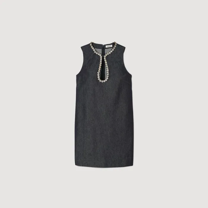 Dresses Women SANDRO Short Rhinestone Dress Deep Blu
