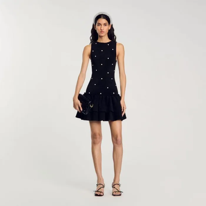 Dresses Women SANDRO Velvet Knit Dress Black
