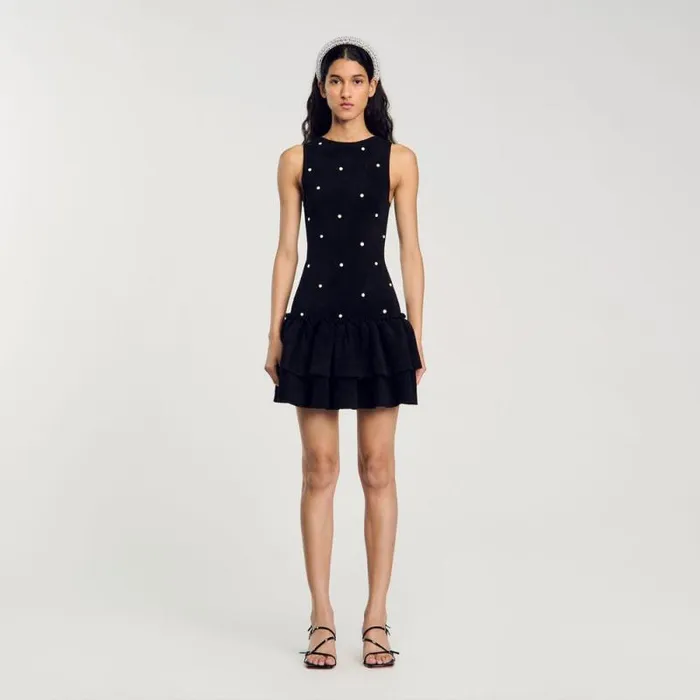 Dresses Women SANDRO Velvet Knit Dress Black