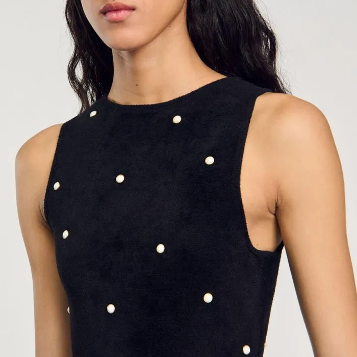 Dresses Women SANDRO Velvet Knit Dress Black