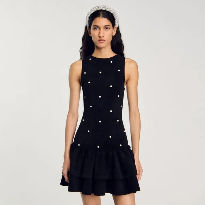 Dresses Women SANDRO Velvet Knit Dress Black