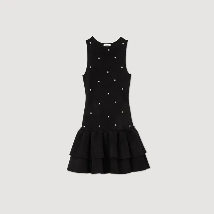 Dresses Women SANDRO Velvet Knit Dress Black