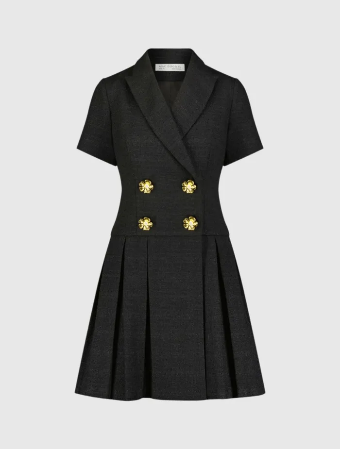Every Day Dresses Mac Duggal Women Tweed Short Sleeve Blazer Mini Dress Black
