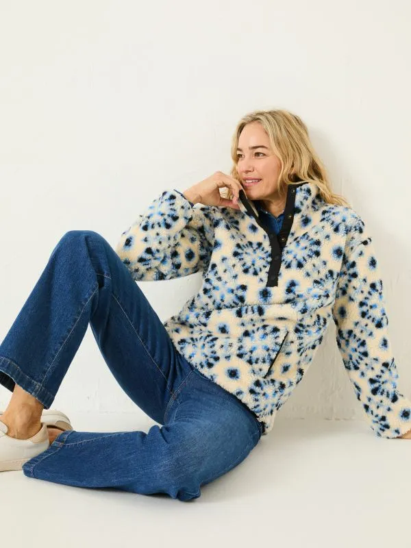 Fat Face Coats and Jackets Women Ivory Printed Overhead Fleece
