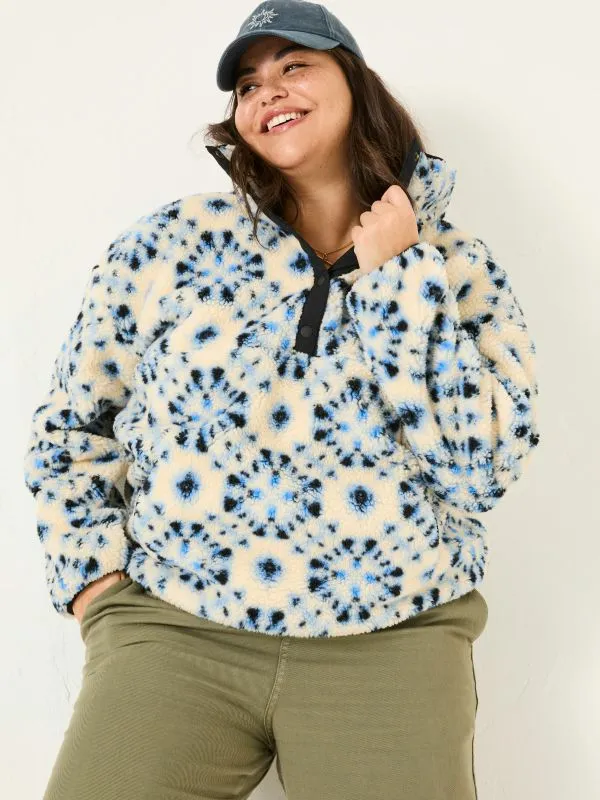 Fat Face Coats and Jackets Women Ivory Printed Overhead Fleece