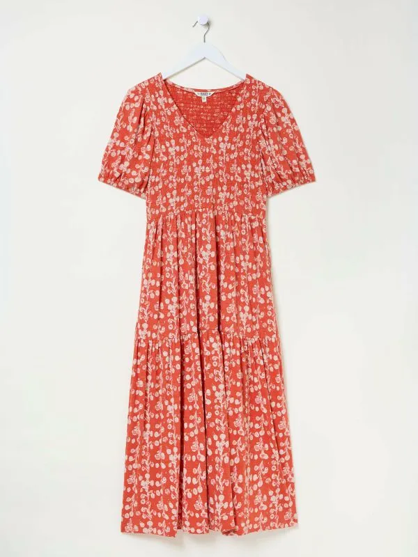 Fat Face Dresses Women Burnt Orange Danielle Jersey Midi Dress