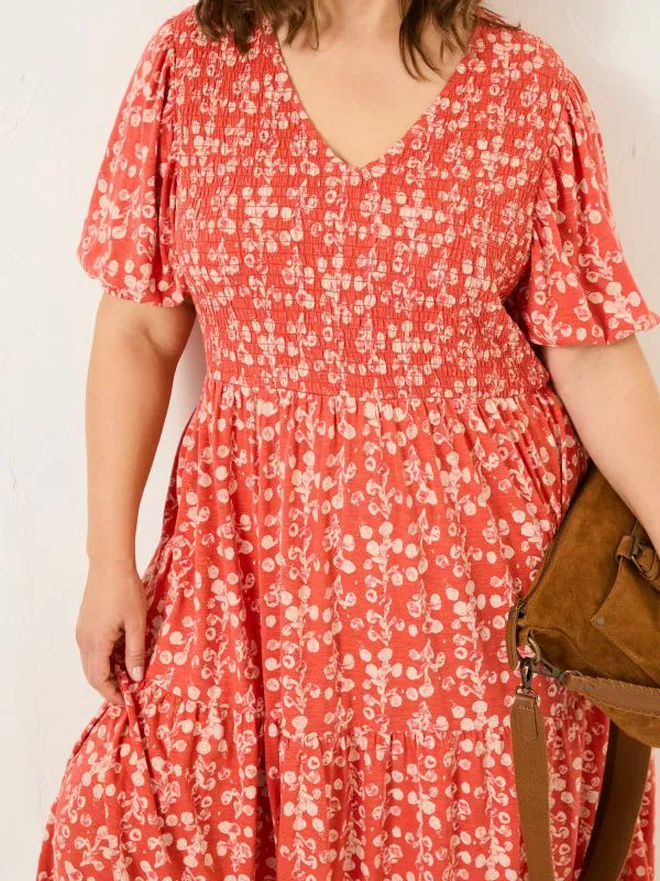 Fat Face Dresses Women Burnt Orange Danielle Jersey Midi Dress