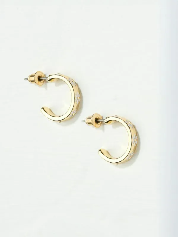 Fat Face Jewellery Women White Enamel Daisy Stud Earrings