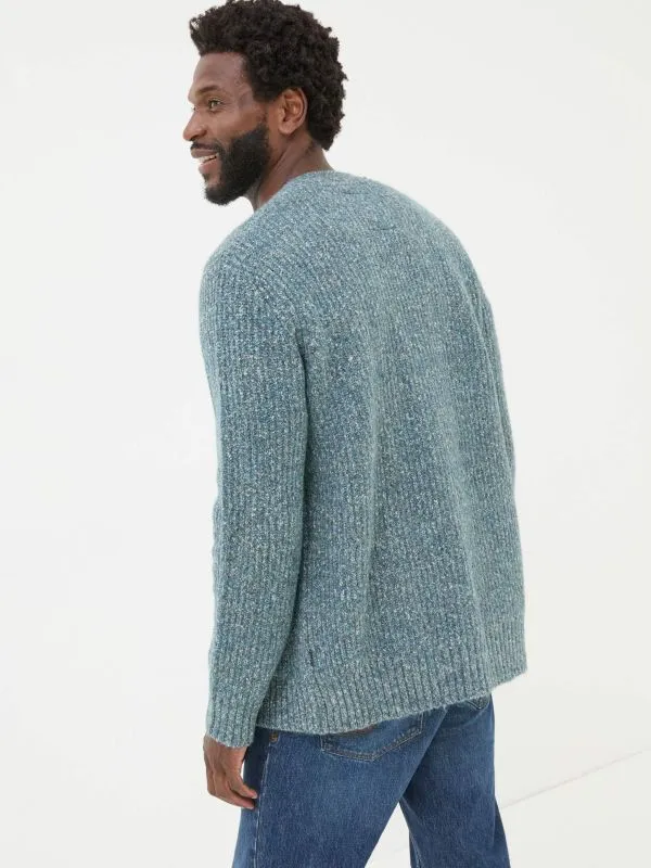 Fat Face Knitwear Men Mid Blue Sefton Lofty Knitted Cardigan