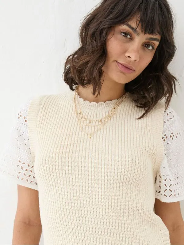 Fat Face Knitwear Women Ivory Lia 2 In 1 Tank