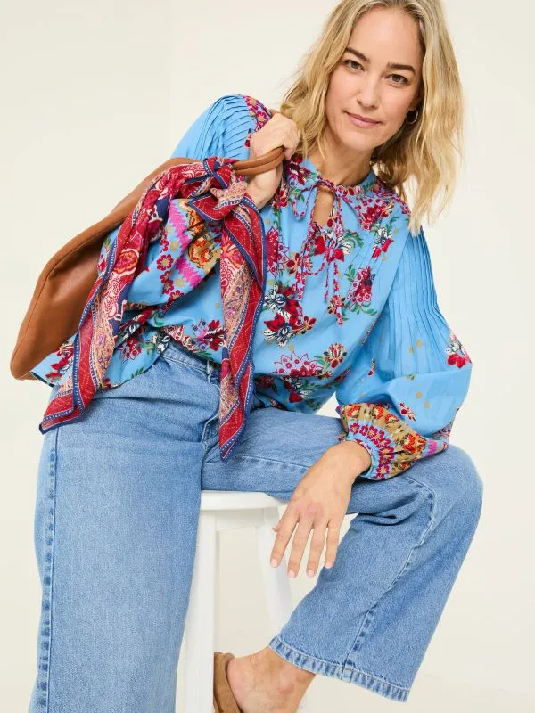 Fat Face Shirts and Blouses Women Bright Blue 100 Cotton Sandy Blouse