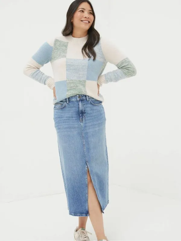 Fat Face Skirts Women Carla Blue Denim Midi Skirt