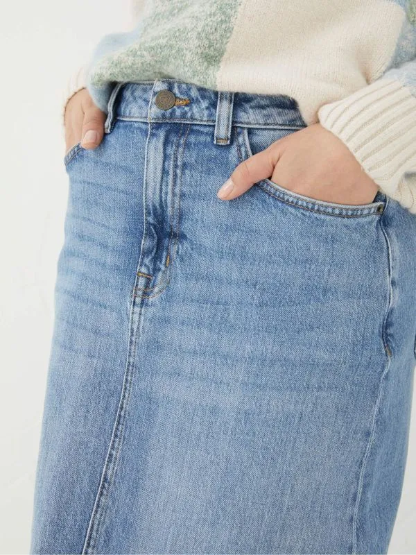 Fat Face Skirts Women Carla Blue Denim Midi Skirt
