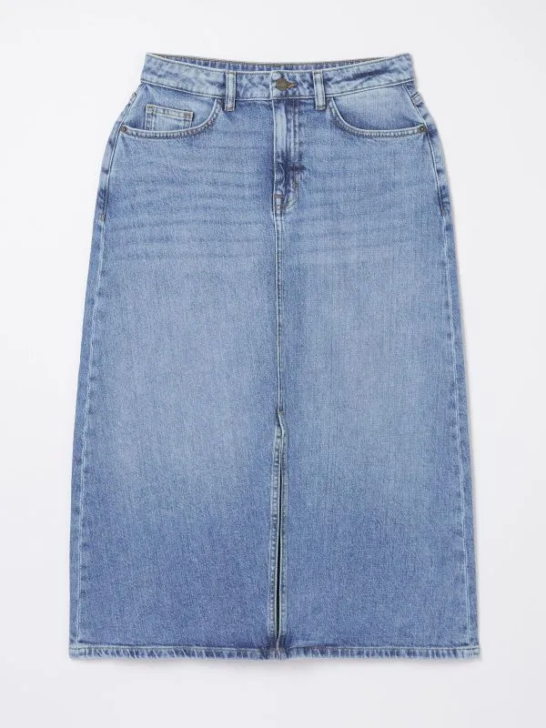 Fat Face Skirts Women Carla Blue Denim Midi Skirt