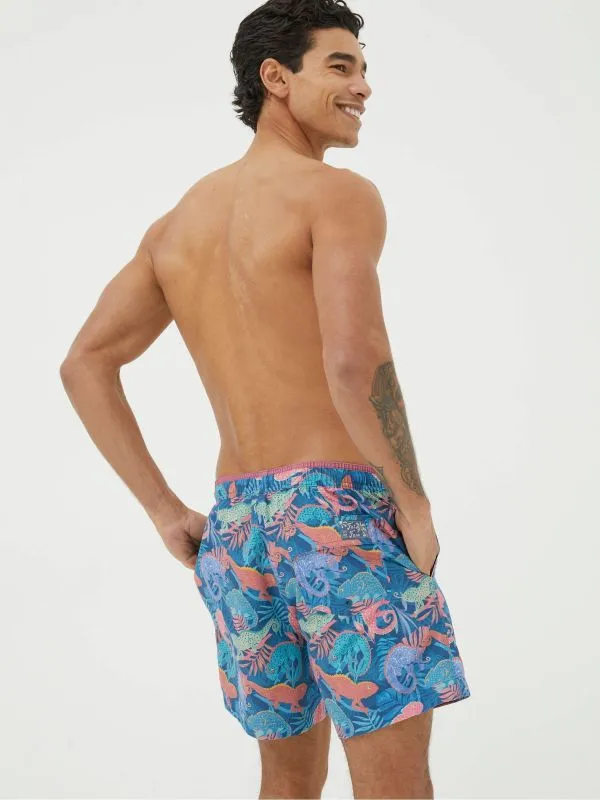 Fat Face Swimwear Men Blue Trevose Chameleon Swim Shorts