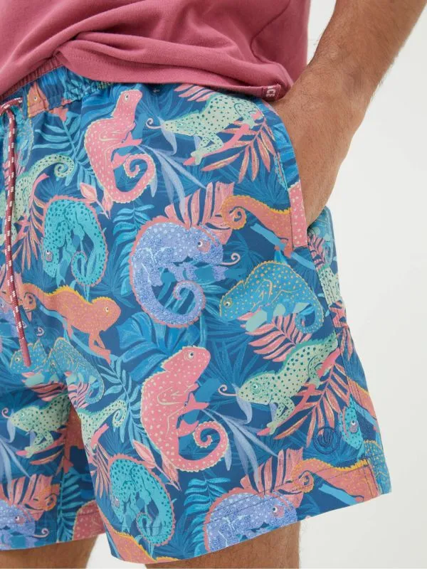 Fat Face Swimwear Men Blue Trevose Chameleon Swim Shorts