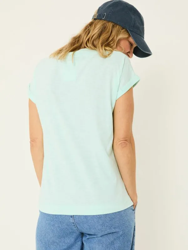 Fat Face Tops and TShirts Women Tansy Mint Green 100 Organic Cotton VNeck TShirt