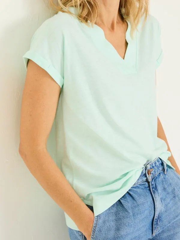 Fat Face Tops and TShirts Women Tansy Mint Green 100 Organic Cotton VNeck TShirt
