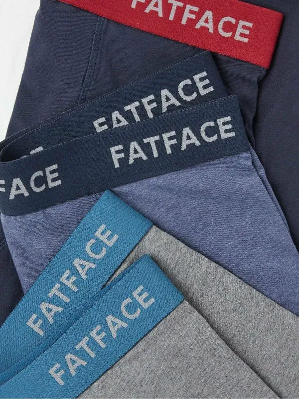 Fat Face Underwear Men BlueGrey Cotton Boxers 3 Pack