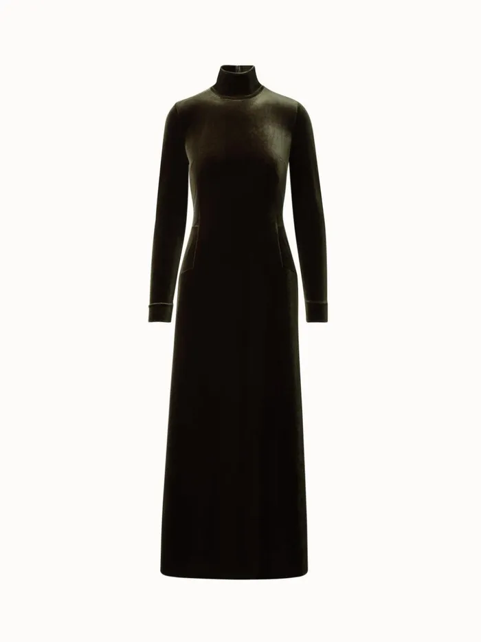 Fluid Stretch Velvet Gown Moss Women Akris Dresses