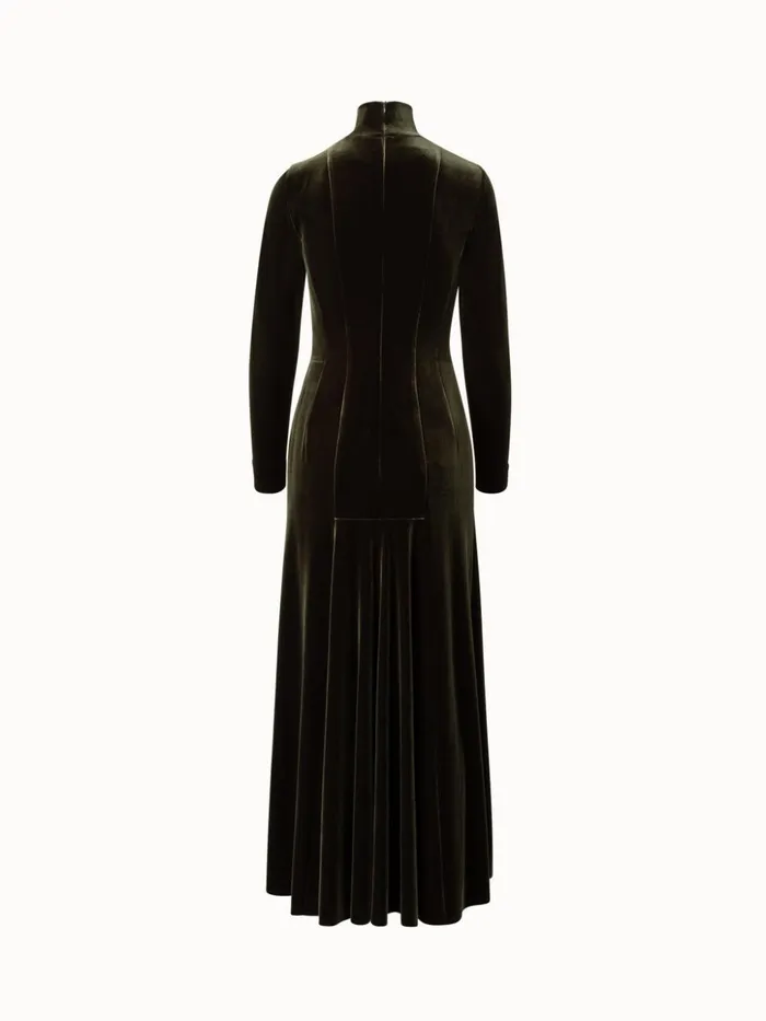 Fluid Stretch Velvet Gown Moss Women Akris Dresses