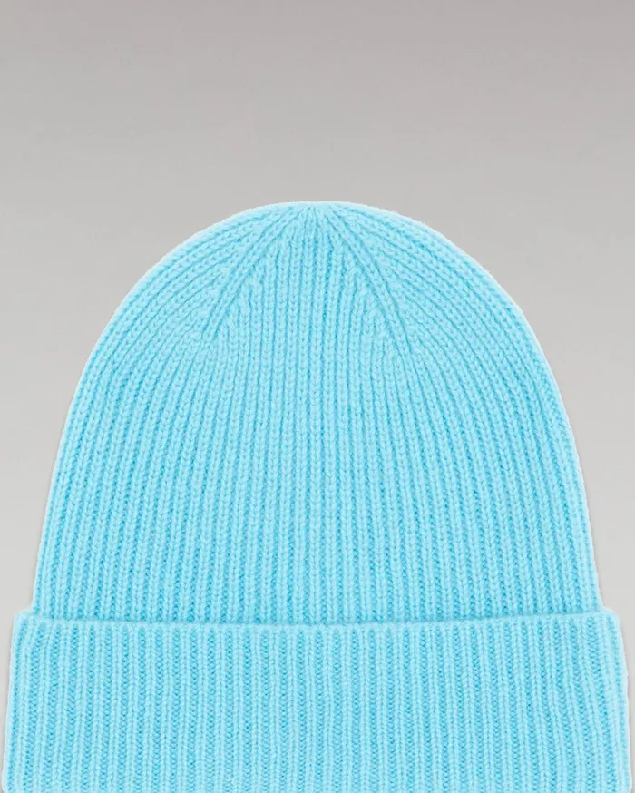 From Future Cashmere Beanies Cuffed Beanie With Small Ribs Acid Blue