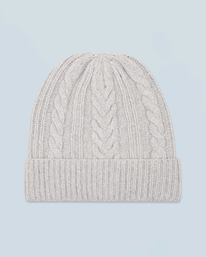 From Future Cashmere Beanies Twisted Cuffed Beanie Gray Stone